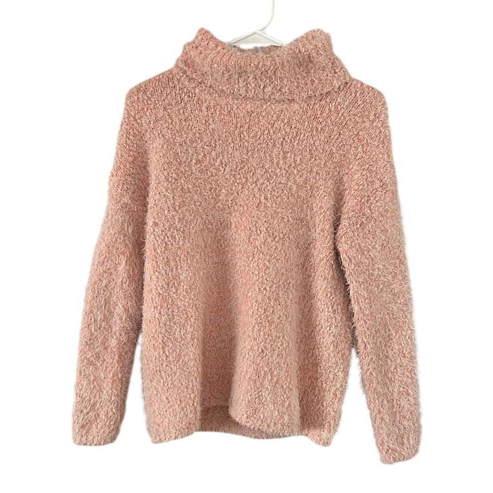Lux II Fuzzy‎ Pink Turtleneck Sweater
